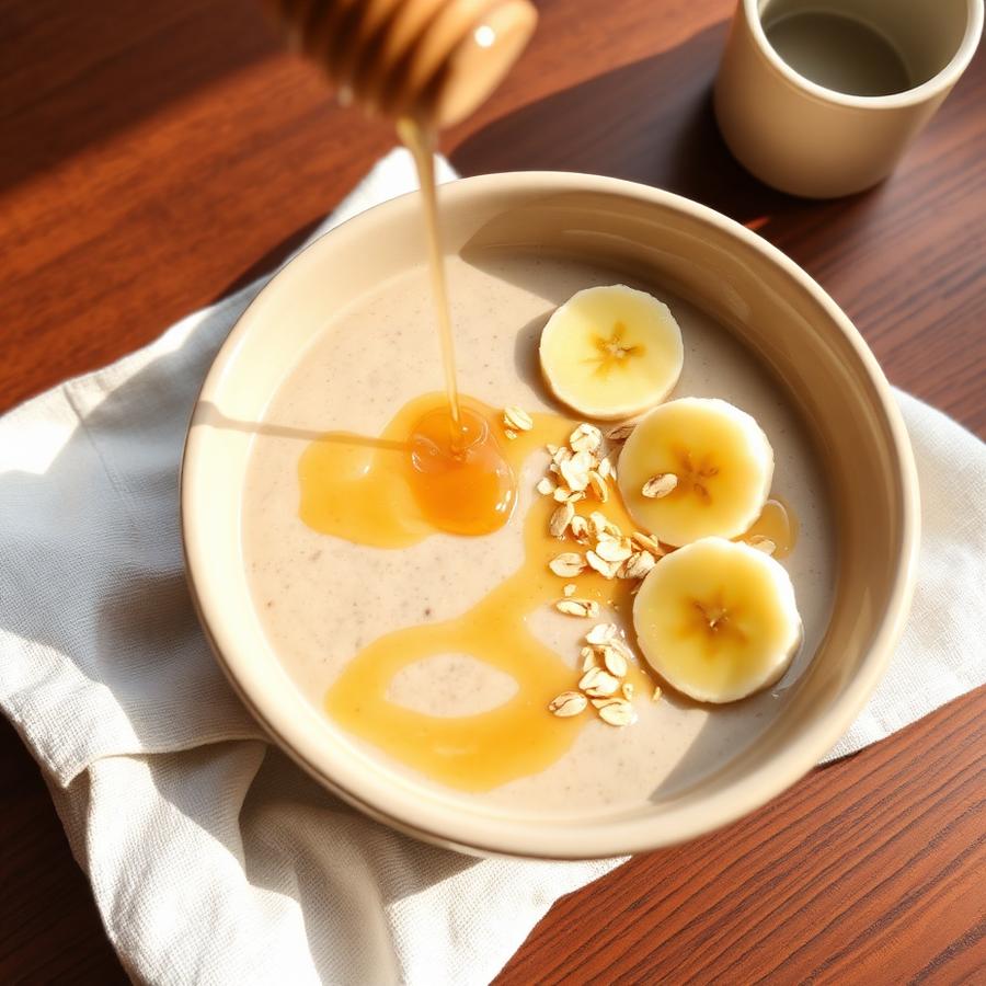 Honey spread stirred into a smoothie