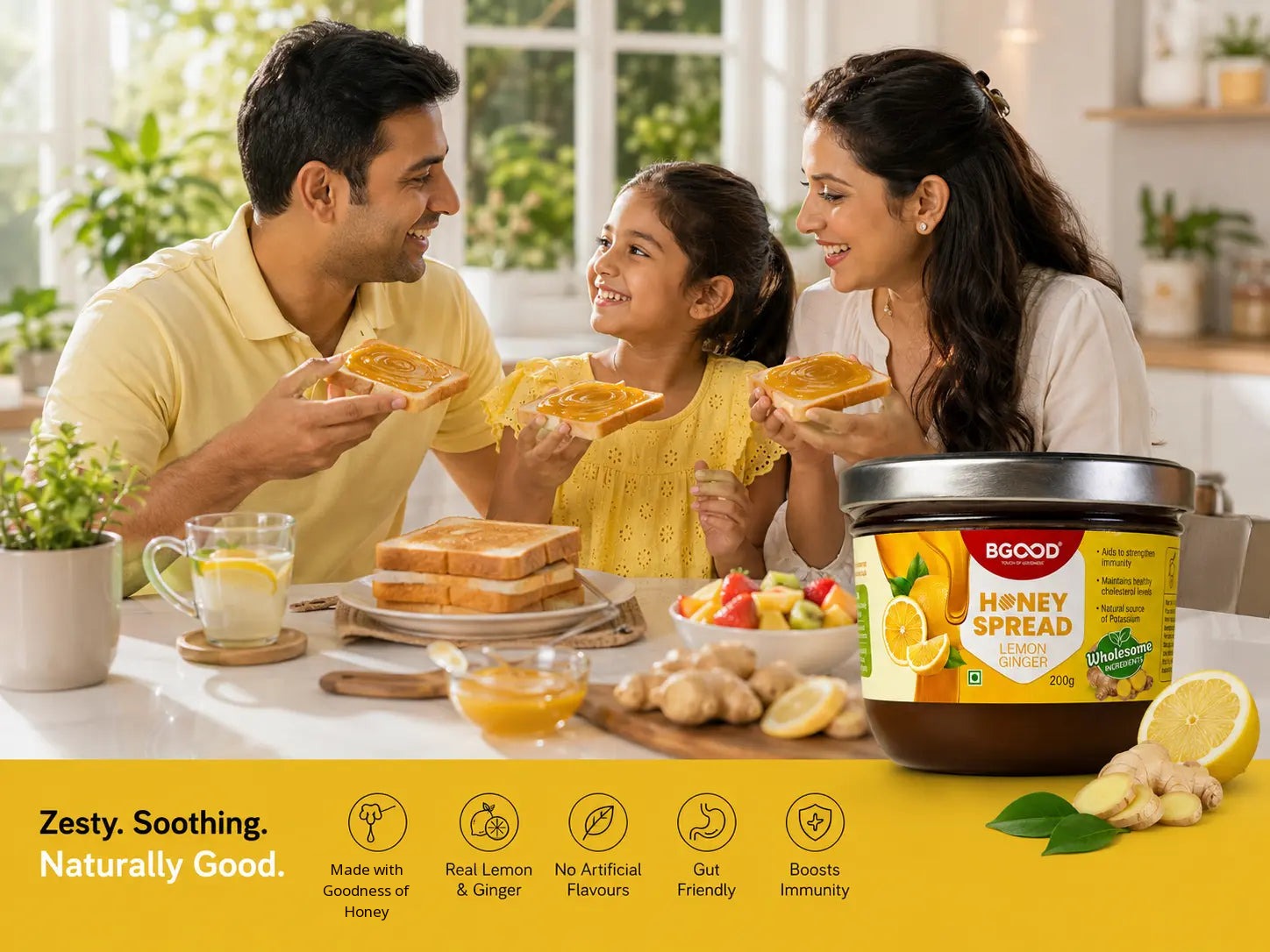 Lemon Ginger Honey Spread in use